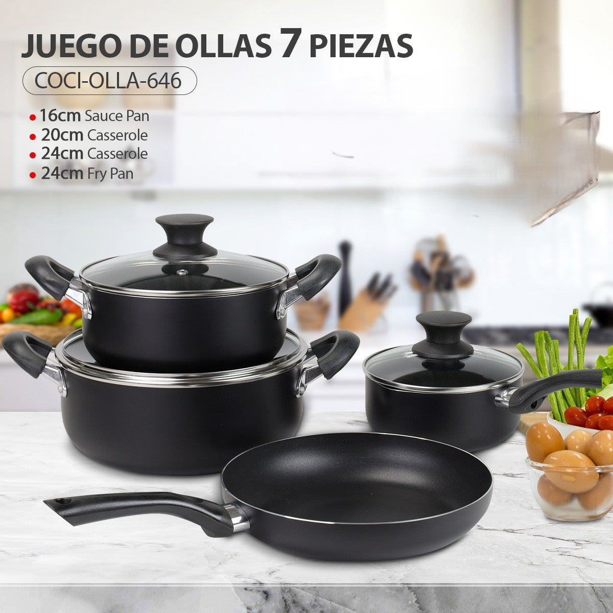 Juego de Olla 7pz Aluminio
