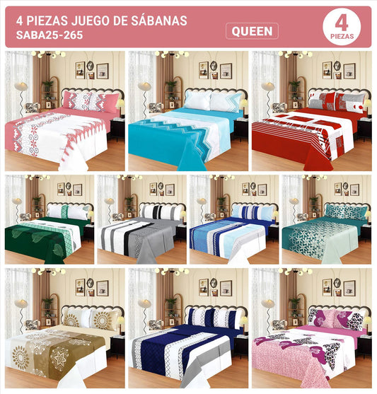 Juego De Sabana Estampada 4pz