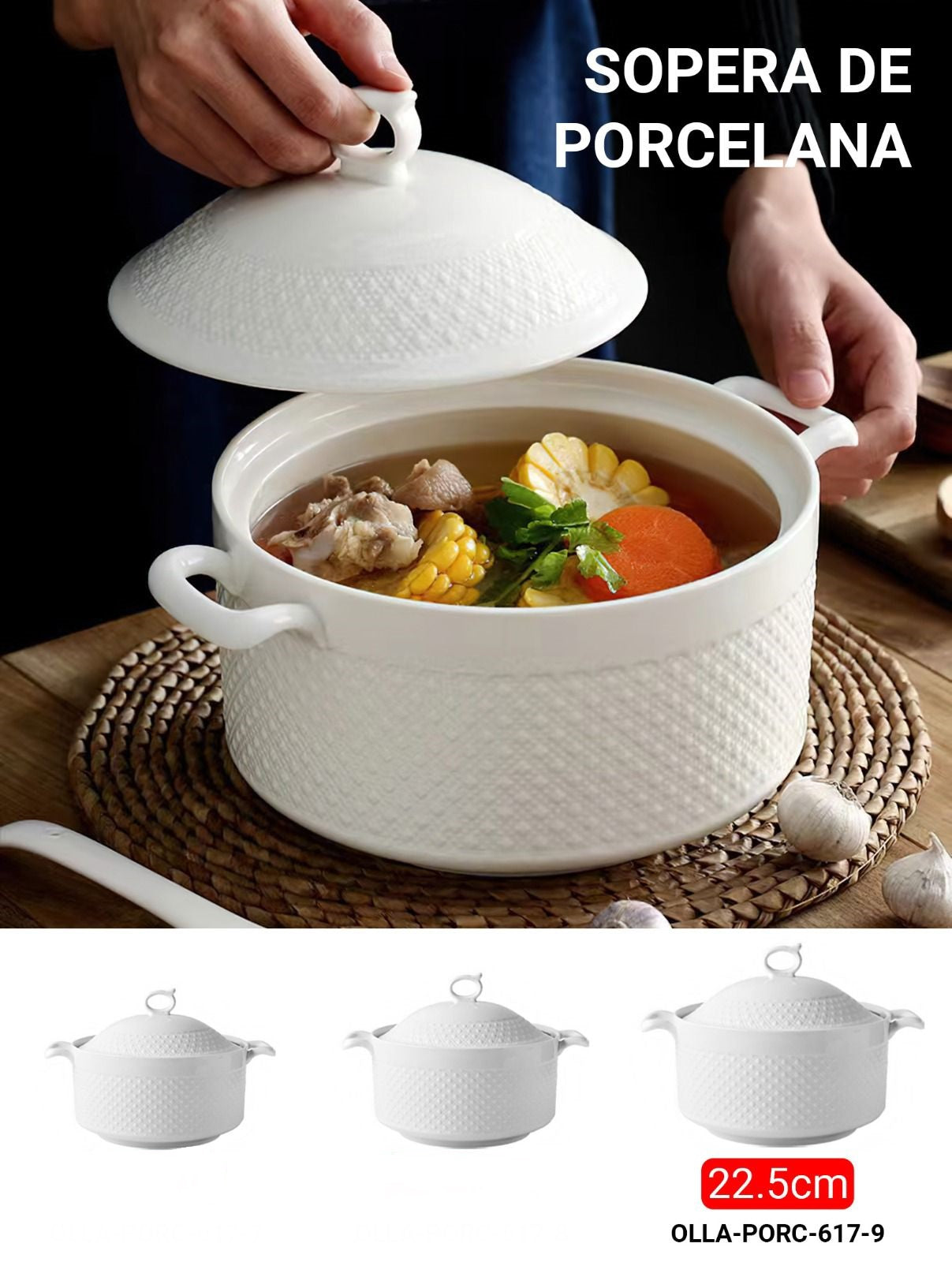 Sopera De Porcelana Blanca SupliHogar sopera-de-porcelana-blanca-suplihogar