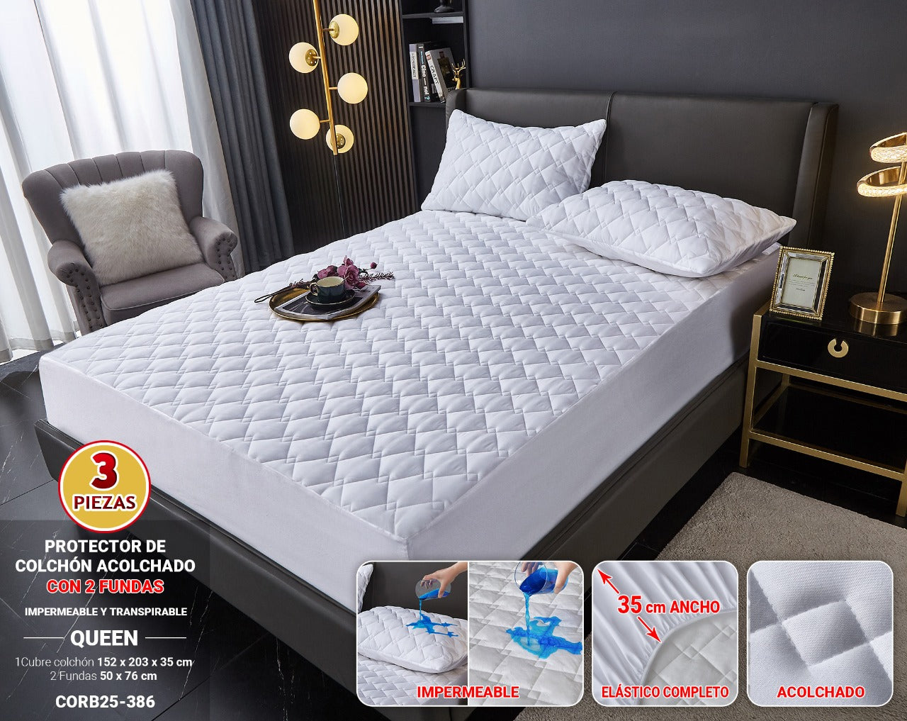 Protector de Colchon QUEEN 3 Pz