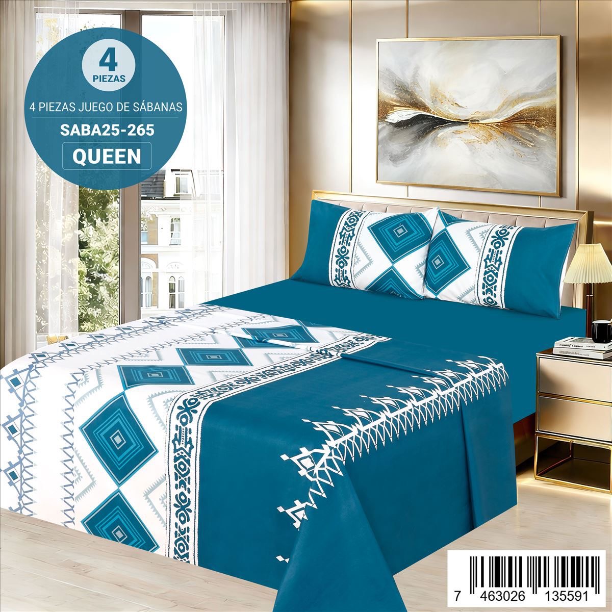 Juego De Sabana Estampada 4pz