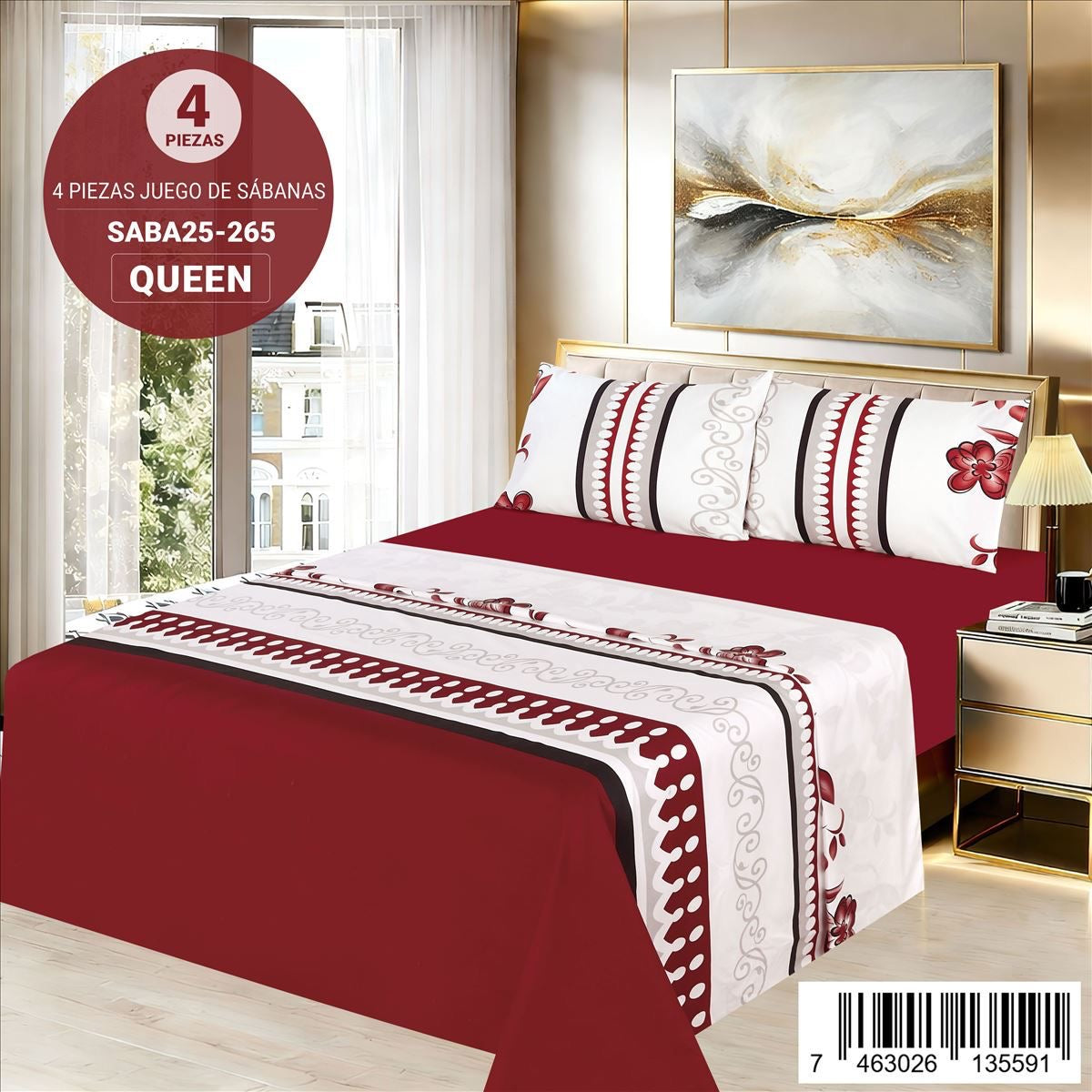 Juego De Sabana Estampada 4pz