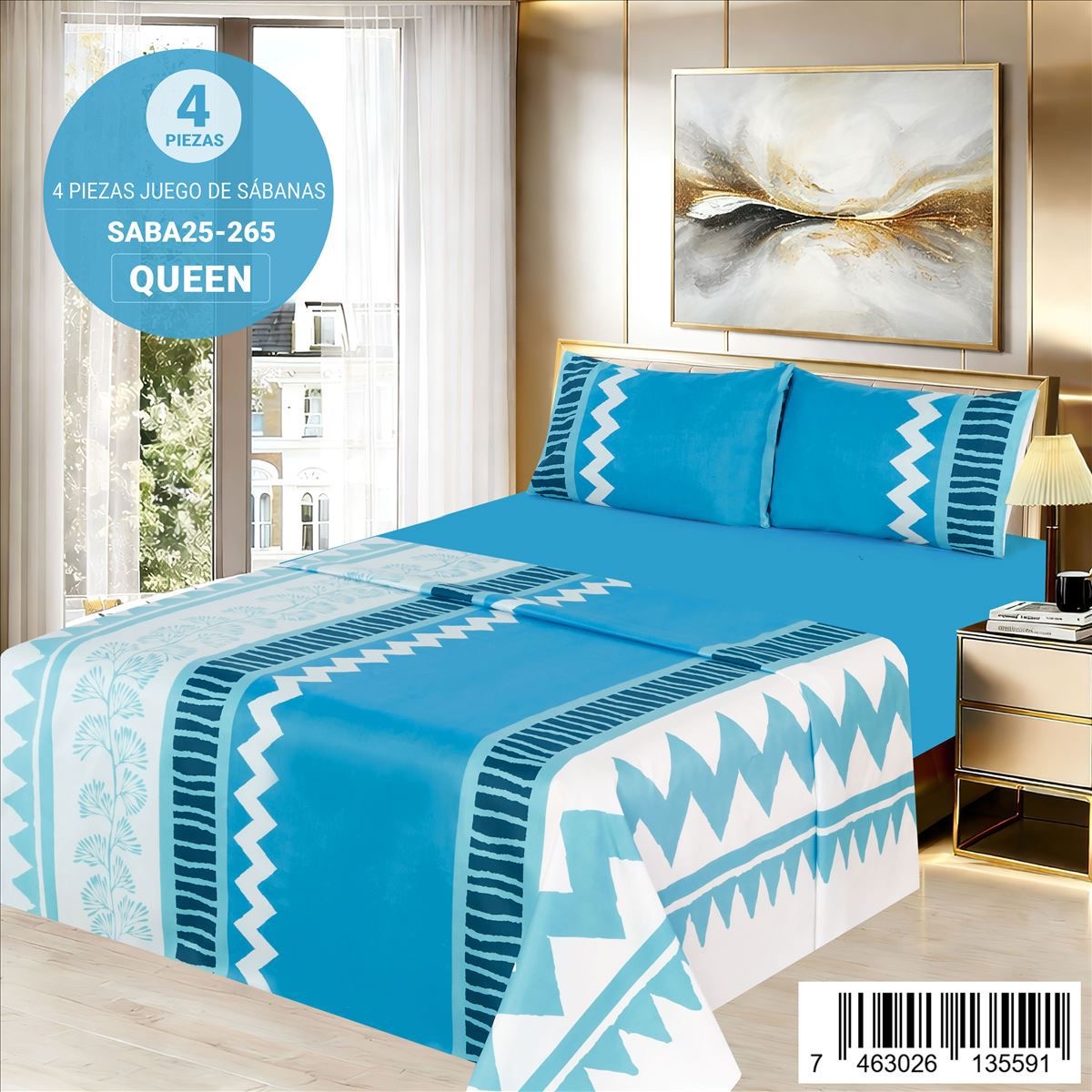 Juego De Sabana Estampada 4pz