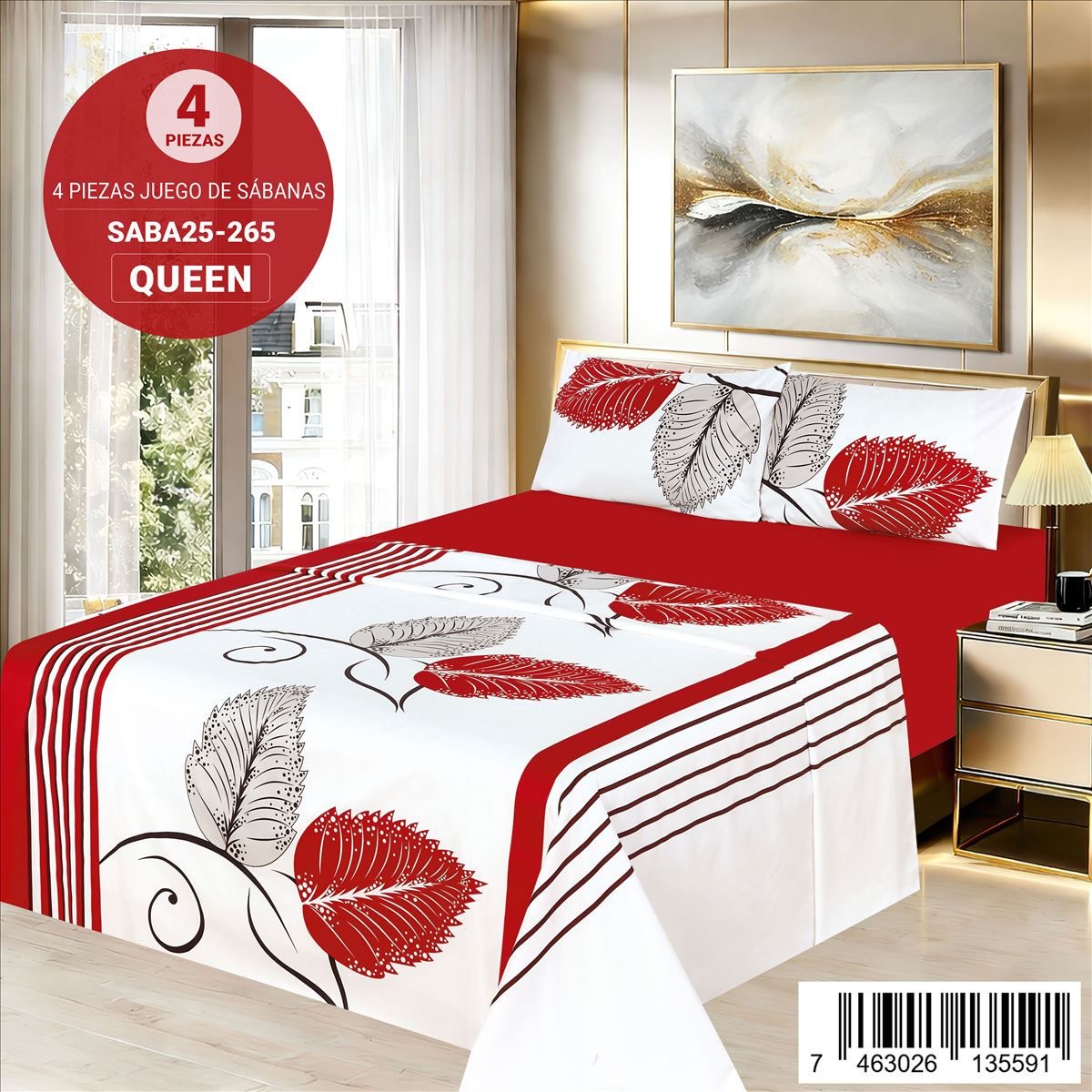 Juego De Sabana Estampada 4pz