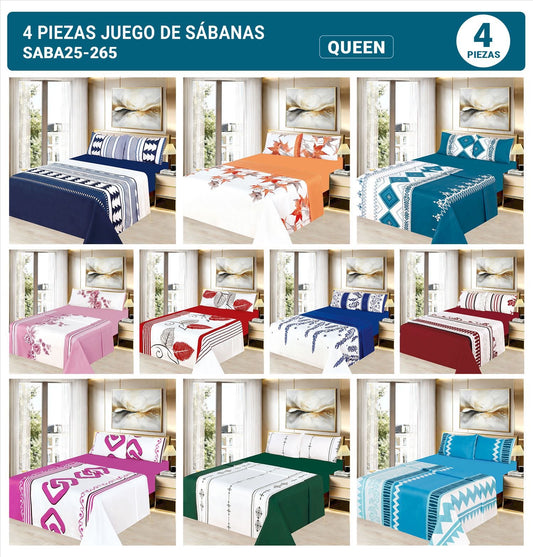 Juego De Sabana Estampada 4pz