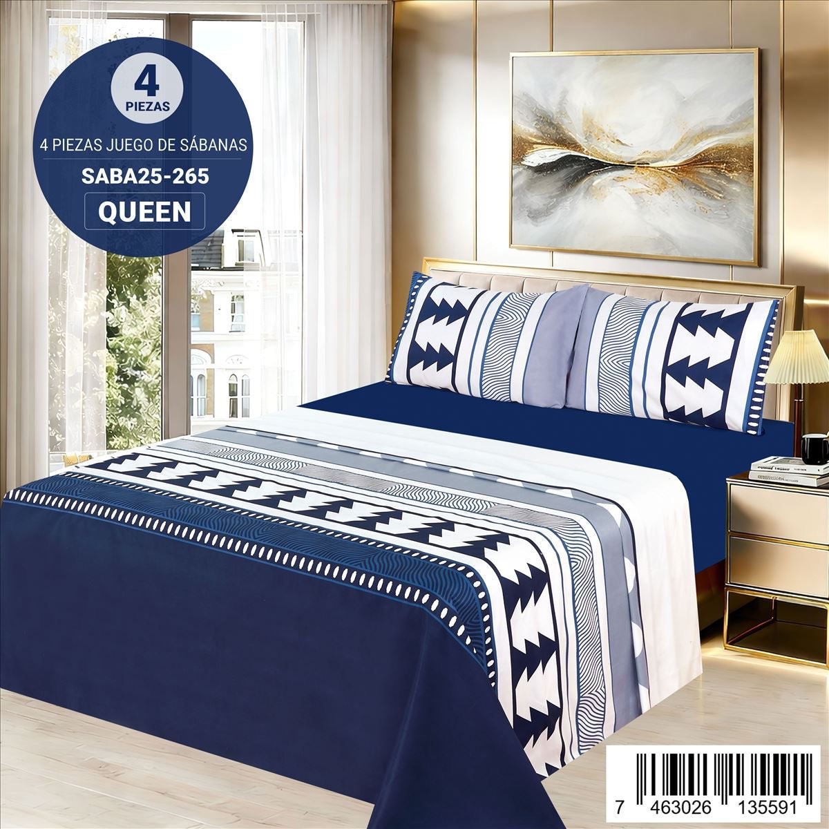 Juego De Sabana Estampada 4pz