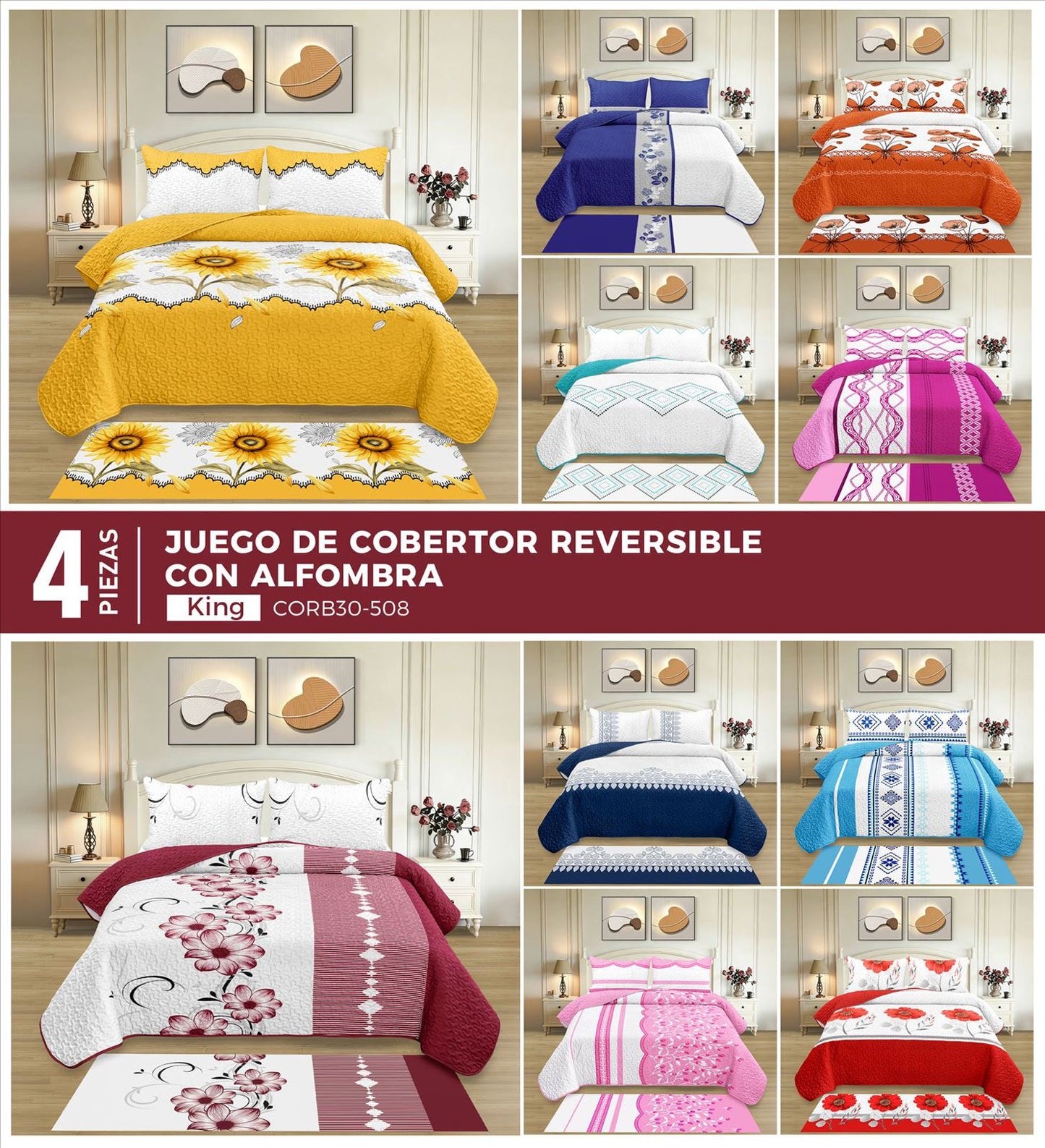 Cobertor 4pz Queen Y King